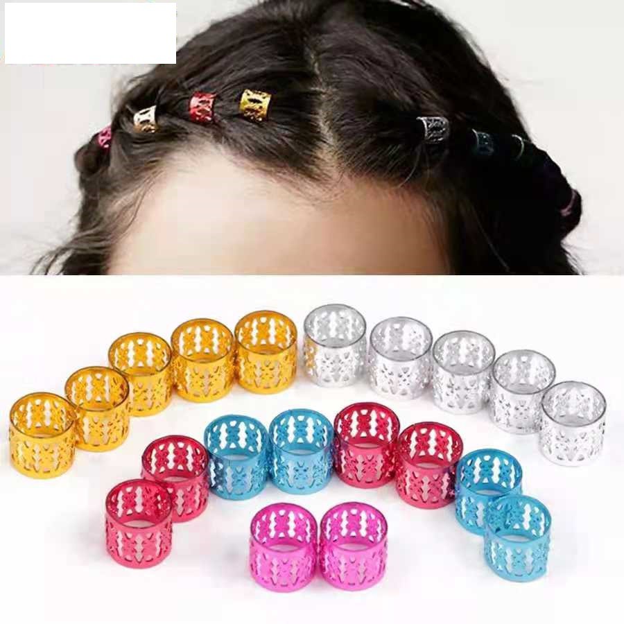 Cincin Manik Adjustable Bahan Untuk Dekorasi Rambut Kepang / Wig / Rambut Gimbal / Pembatas Kalung/Gelang Alumunium, Harga/10pc