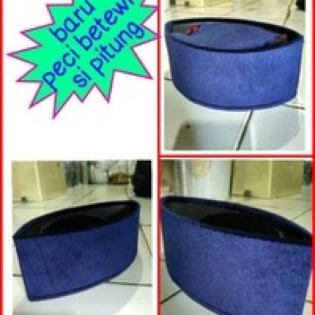 Peci Betawi biru polos