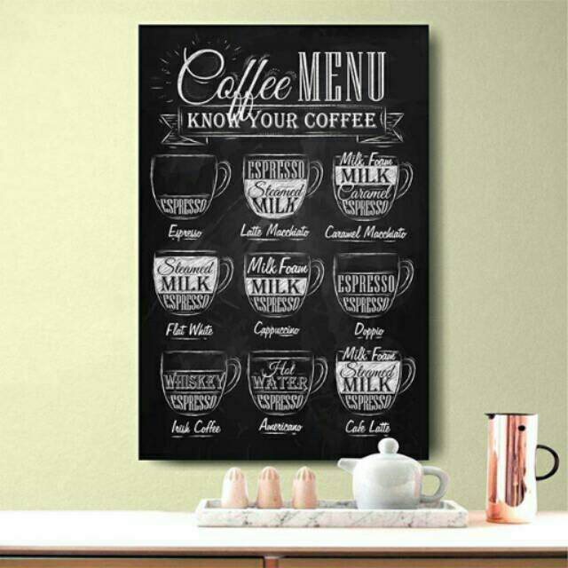 Poster kayu / wall art / hiasan dinding menu kopi