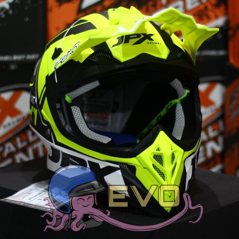 HELM JPX CROSS_FOX1 SERI X31 - BLACK DOFF YELLOW + GOOGLE SNAIL (ONGKIR 2 KG) HELM JPX TERBARU