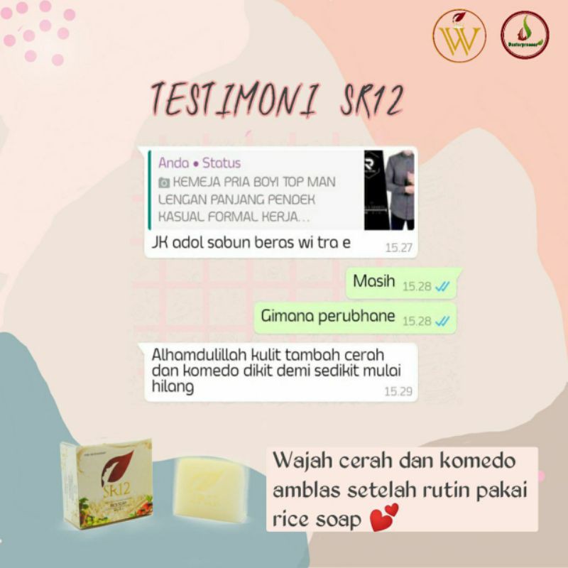 Rice Soap SR12 - Sabun Cuci Muka Pria &amp; Wanita Berjerawat Pembersih Wajah Mengangkat Minyak Pada Kulit Sabun Untuk Kulit Berminyak Sensitif Berjerawat