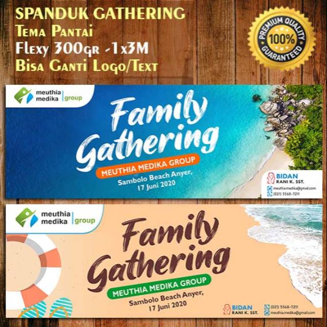 Spanduk Acara Family Gathering 3M Tema Pantai Edit Desain Banner