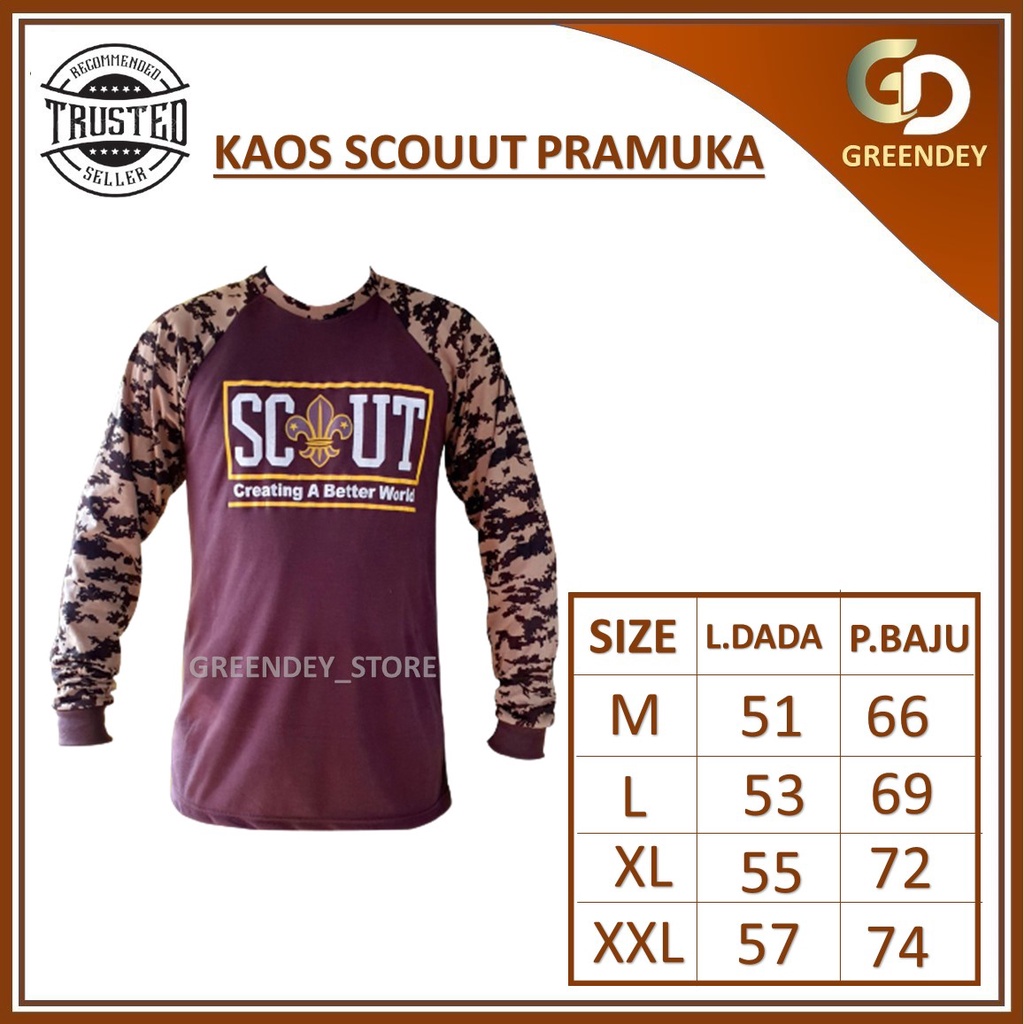 Baju Kaos Pria Loreng Pramuka Model Scoout Lengan Panjang Kaos Pramuka
