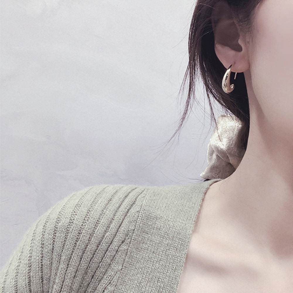 Needway  Gifts C Shape Earring Trendy Ear Hook Stud Earrings Women Circle Fashion Personality Gold Plated Temperament Bride Jewelry/Multicolor