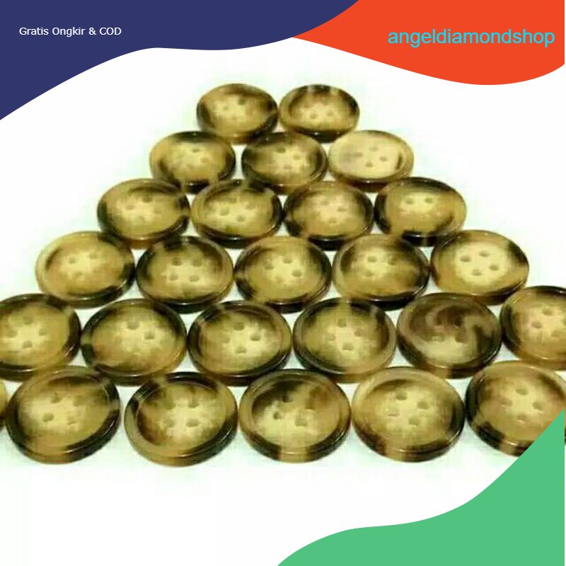 COD 200 PCS Diameter 25mm Kancing Hias Lubang 4 - Kancing Loreng - Kancing Motif Macan