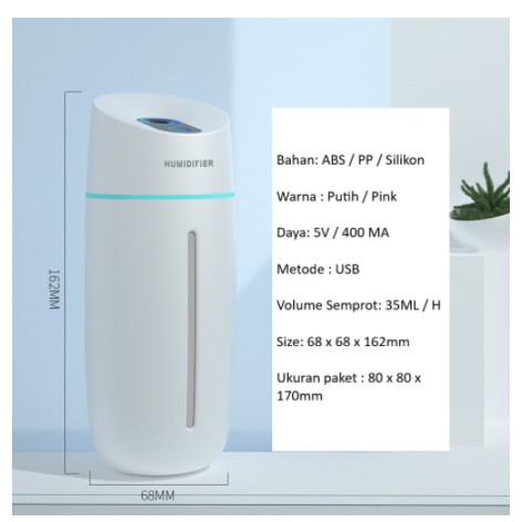 Humidifier USB 250 ML / Nano Humidifier Difuser USB