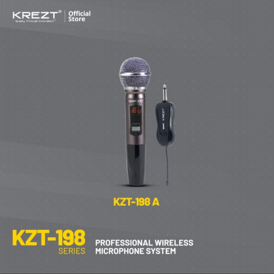 MICROPHONE - MIC WIRELESS KREZT KZT 198 KZT198 SINGLE MIK VOCAL KARAOKE PORTABLE ORIGINAL