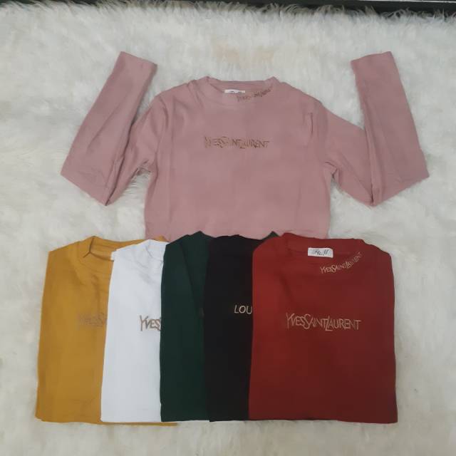 KAOS YSL BORDIR IMPORT LENGAN PANJANG LD 80 - 86 CM FIT S - L SLIM