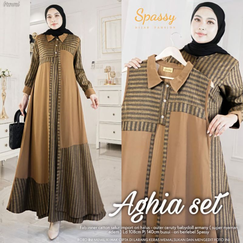 Gamis Terbaru Kekinian, Long Dress Wanita Muslimah Terbaru 2021 YELDA by UWAIS dan AGHIA by SPASSY O