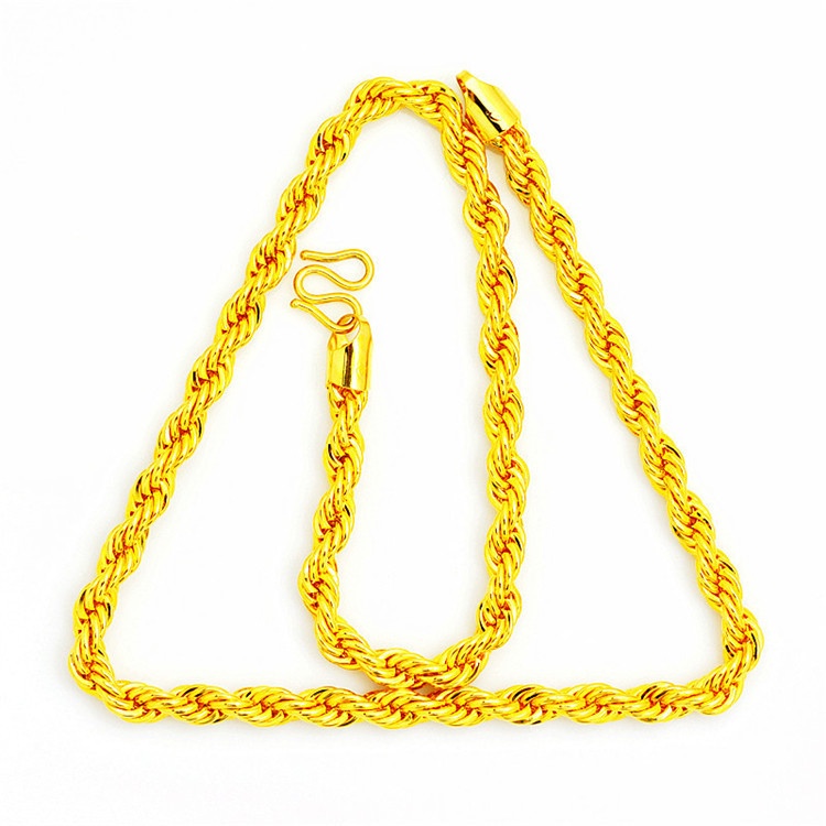 T10 TikTok gaya yang sama pria kalung emas twist pria kalung chunky kalung rantai ornamen kalung lio