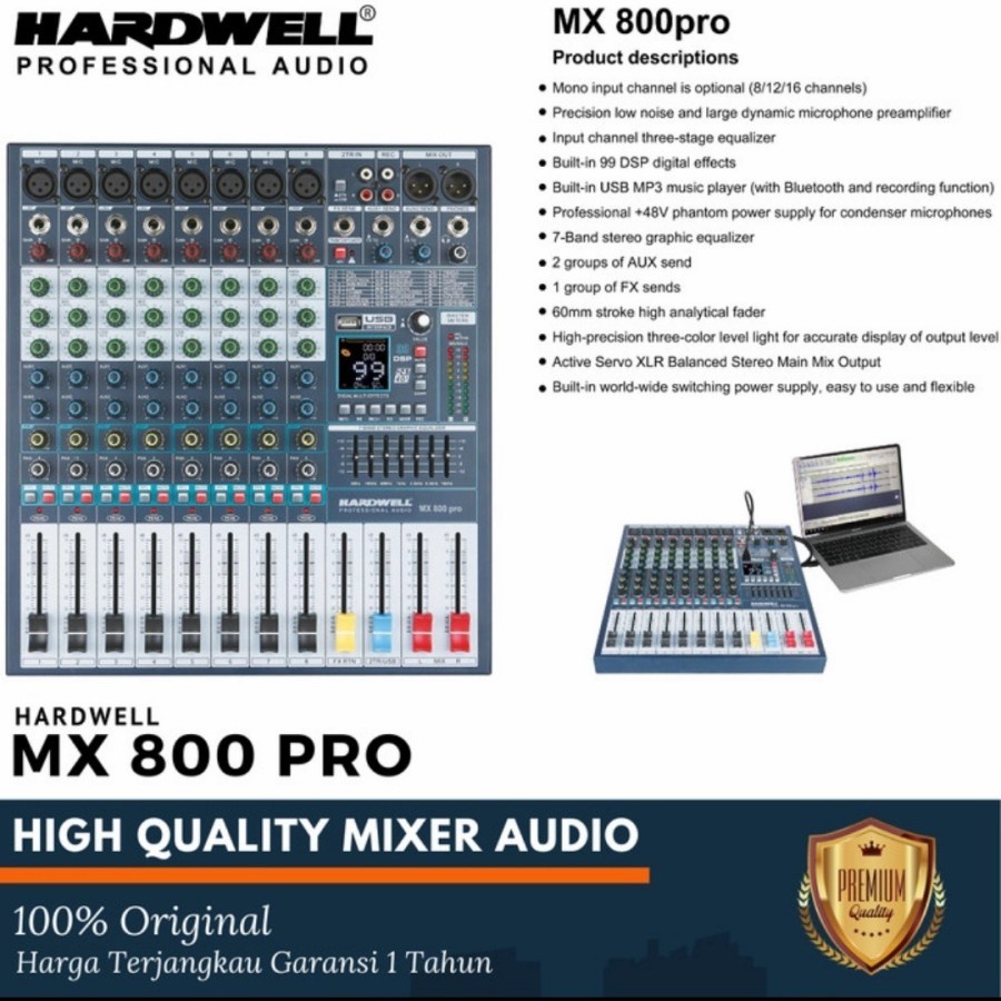 Hardwell MX 800 / MX800 / MX-800 Pro Mixer Support USB Interface
