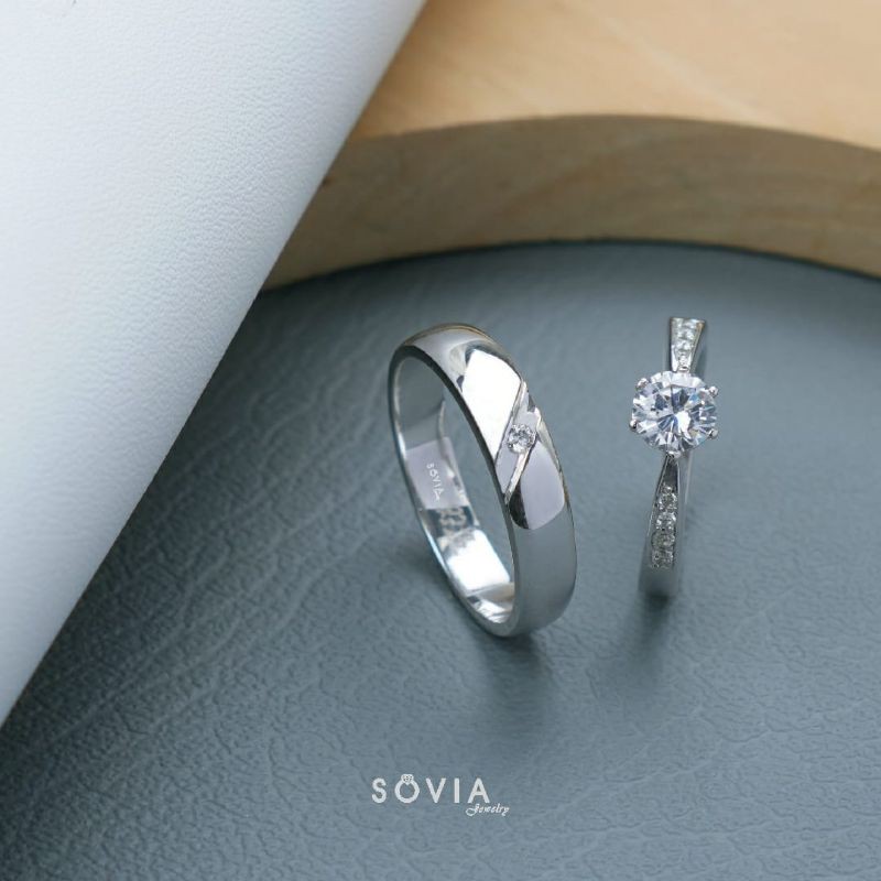 cincin tunangan/nikahan bahan emas putih &amp; platinum custom model by sovia jewelry tangerang