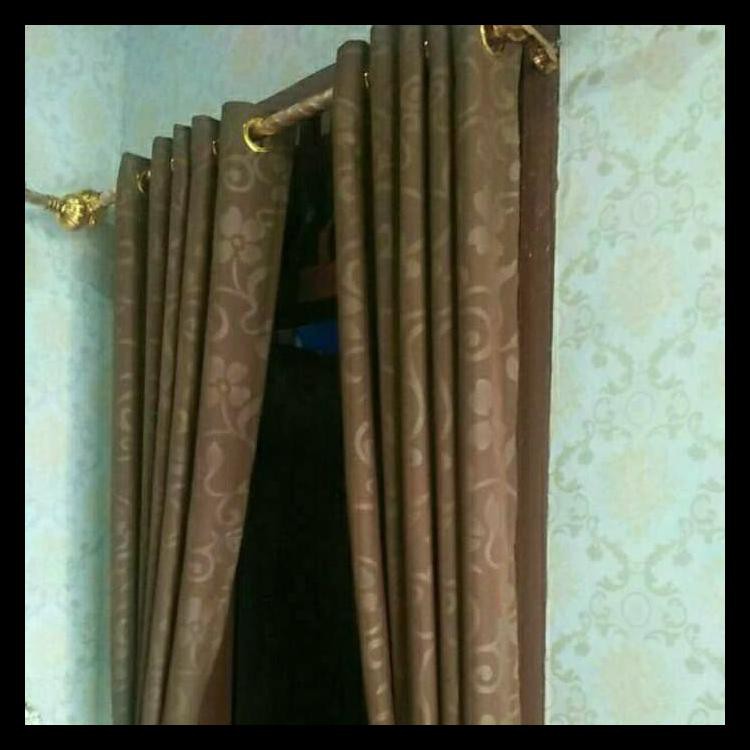 Gorden Smocring Minimalis Serat Polos / Gorden Pintu Jendela Blackout - Kuning Muda Terjamin