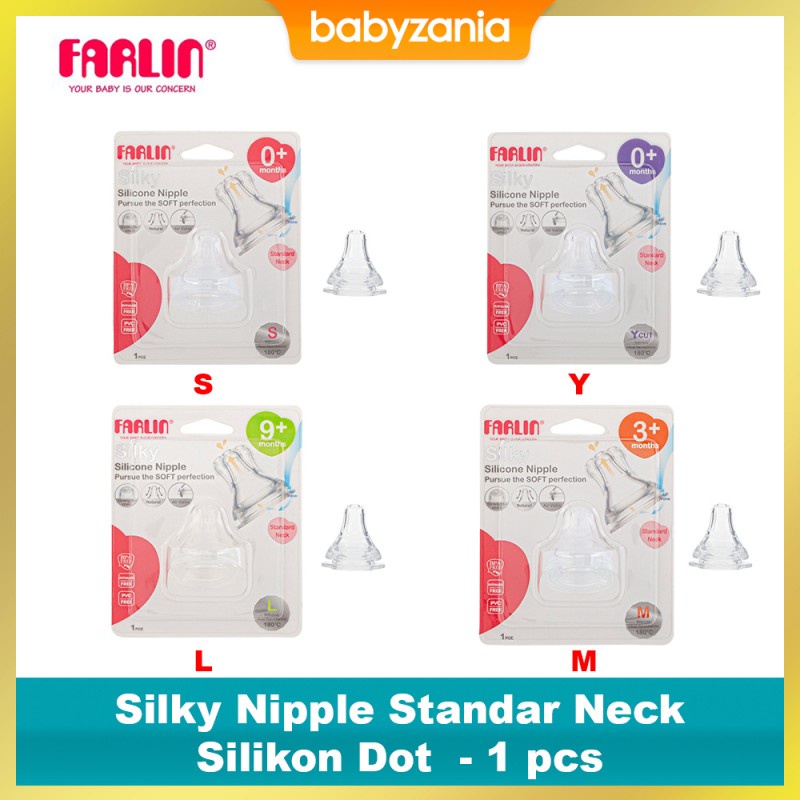 Farlin Silky Silicone Nipple Standard Neck Dot Bayi - 1 Pcs