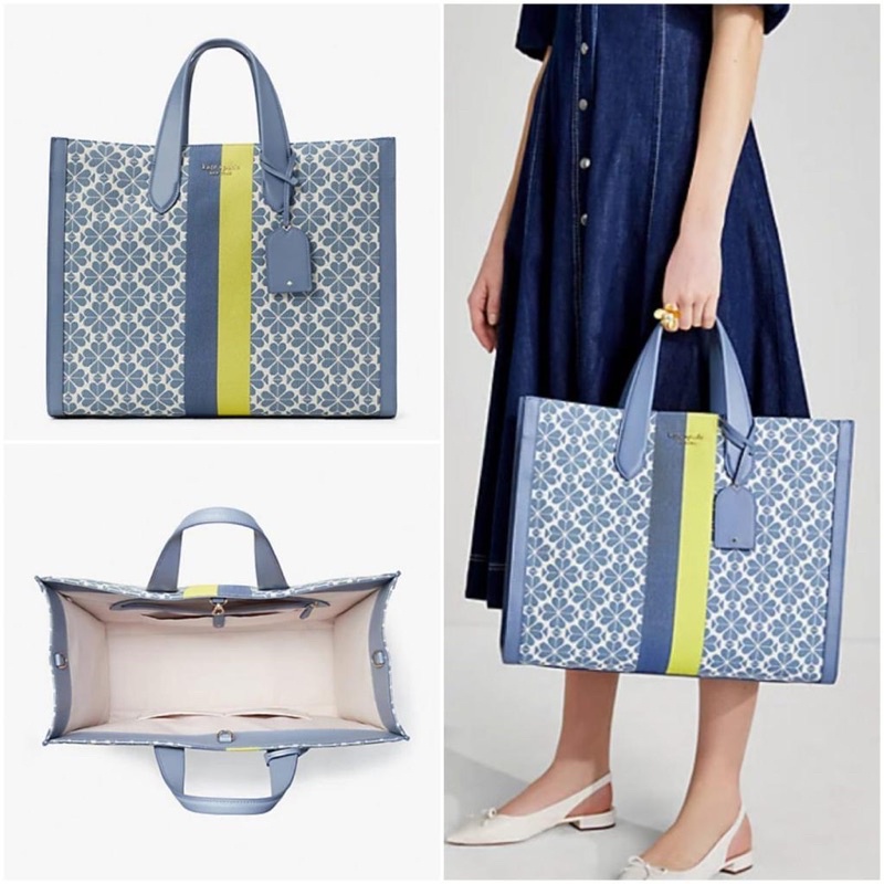 kate spade flower jacquard stripe manhattan large tote