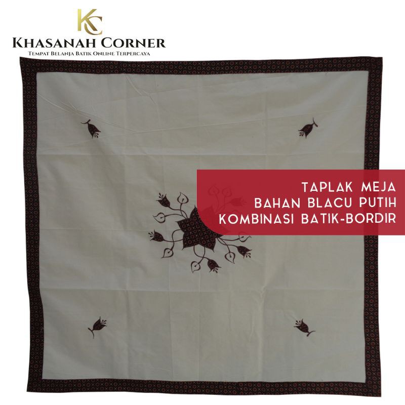 Taplak Meja Tamu Segiempat Blacu Putih Batik Truntum Kombinasi Bordir Dekorasi Shopee Indonesia