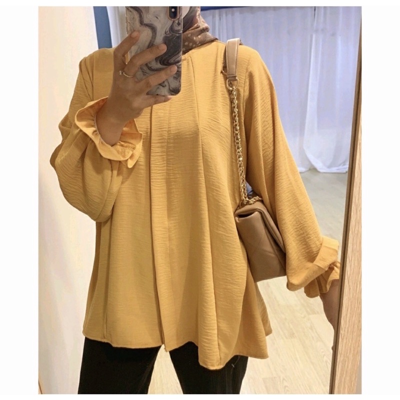 WOW-C-N Cledania Blouse Rayon Crinkle Airflow / Blouse Panjang / Atasan Wanita