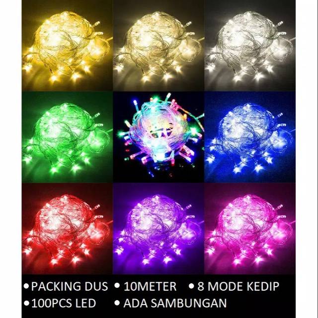Lampu tumbler light 10meter 100 LED / lampu natal / lampu hias kamar