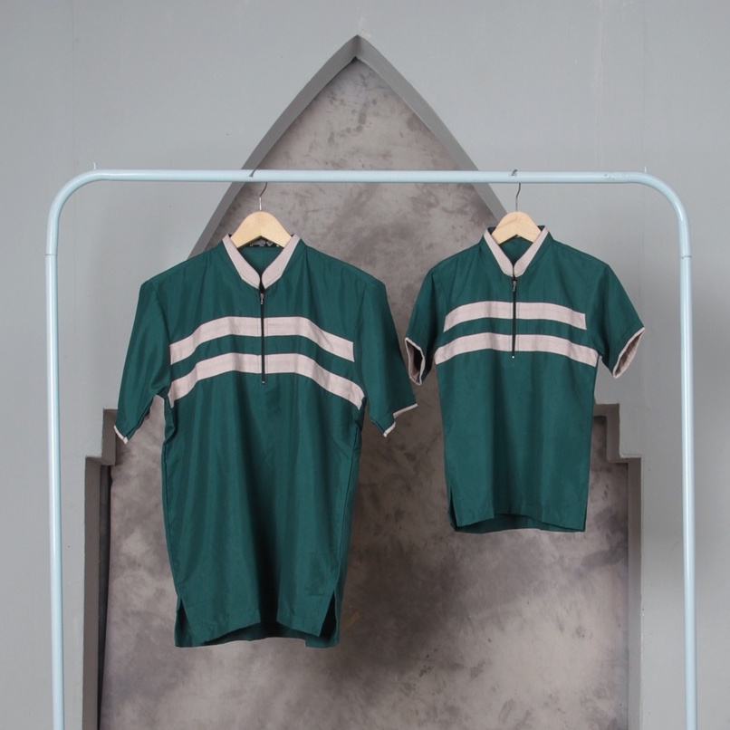 BAJU KOKO COUPLE / KOKO COUPLE AYAH DAN ANAK WARNA HIJAU BOTOL  / KOKO COUPLE