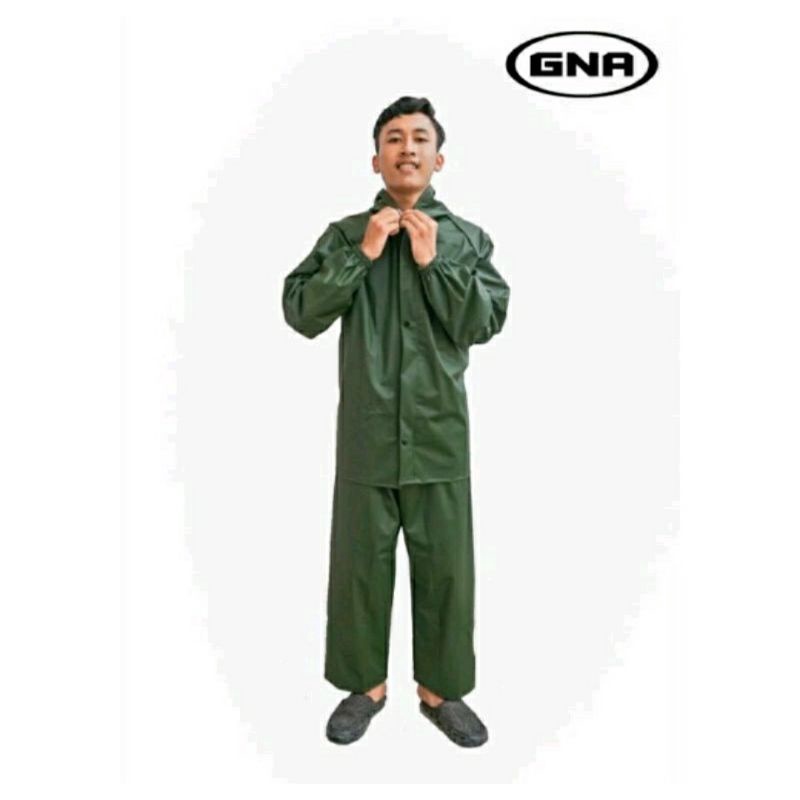 Mantel Jas Hujan Baju Celana Merk GNA Bahan Premium Tebal