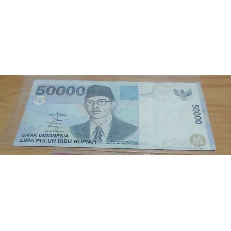 Uang Kertas Kuno 50000 Rupiah W.R Soepratman Tahun 1999
