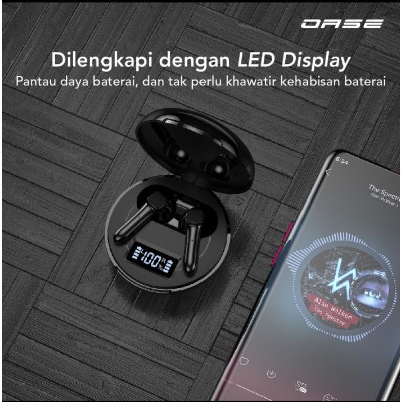 OASE Hero-T TWS Bluetooth 5.1 Earphone Ultra HD Audio Headset Q.C Type C Garansi Resmi 1 Tahun DE-T1