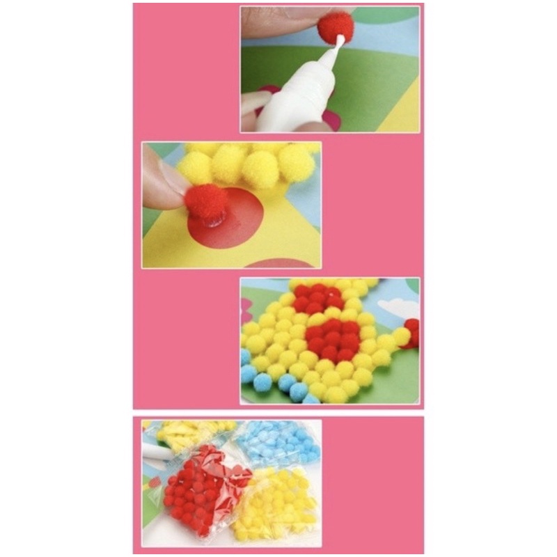 Mainan Edukasi Montessori Tempel DIY Pom Pom - Mainan Kerajinan Tempel Pom Pom