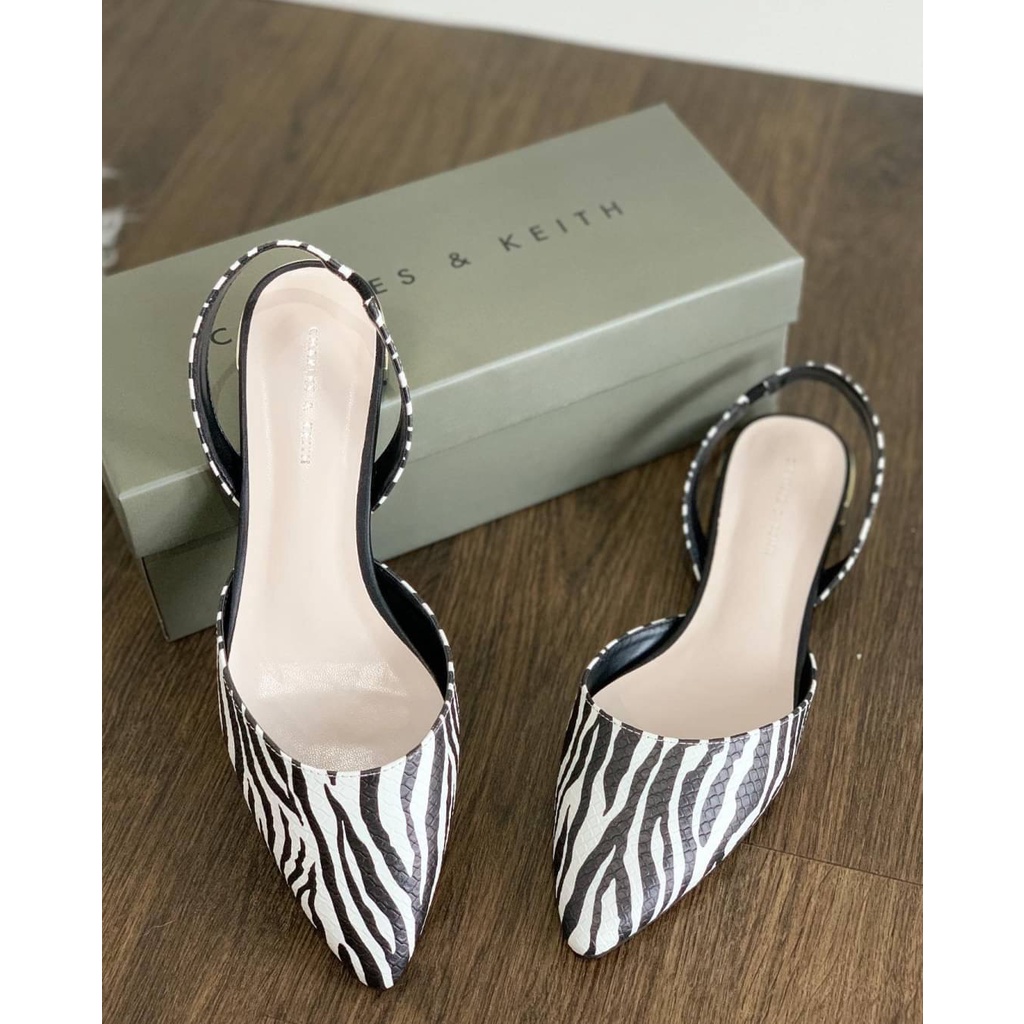 CKS306 CK Zebra Print Slingback Flat Shoes