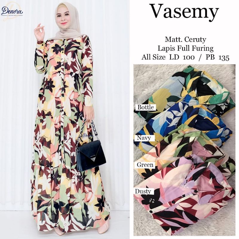 VASEMY MAXY DRESS BY DENORA / GAMIS MAXY DRESS BAHAN CERUTY BABYDOLL FULL FURING
