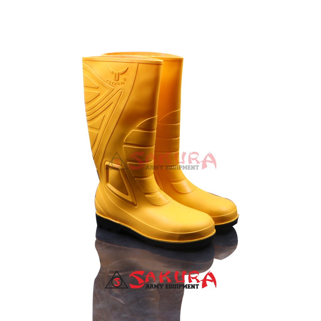 Sepatu Boots Safety Besi Proyek Petrova Kuning Tinggi