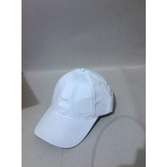 Hemat Topi Ful Polos Putih Lis Hitam Bahan(Rafel) Limited
