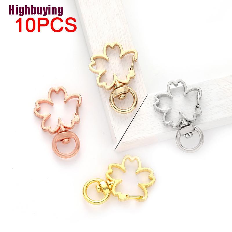 Hbid 10pcs Gantungan Kunci Bentuk Bunga Sakura Hollow DIY