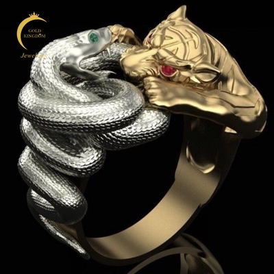 Cincin Pria Keren Desain Naga Warna Cicin Emas Untuk Cincin Titanium Anti Karat Asli Pria