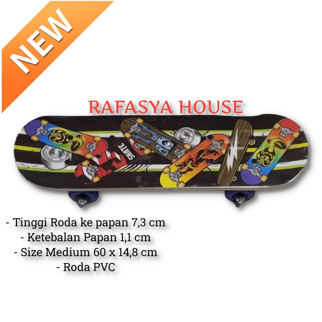 Mainan Skateboard Full Set Medium Kids Kayu Canada Papan Roda PVC 024-06 1705