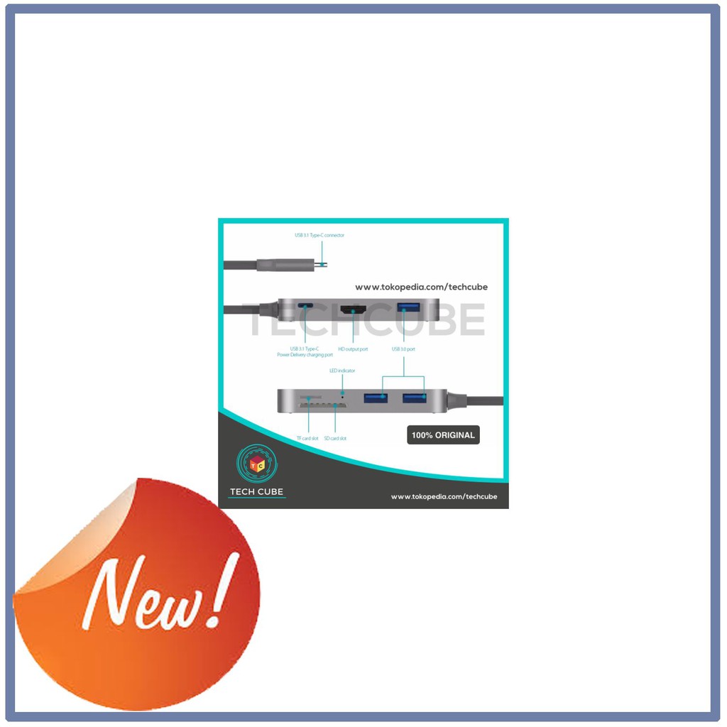 Terlaris DODOCOOL USB Type C Hub Fast MULTIFUNCTION ( KE PORTS USB 3.0 HDMI ) Elegan