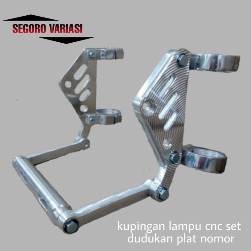 pangkon lampu cnc set dudukan plat nomor bracket kupingan depan pesek as 31 33 41 cb gl byson
