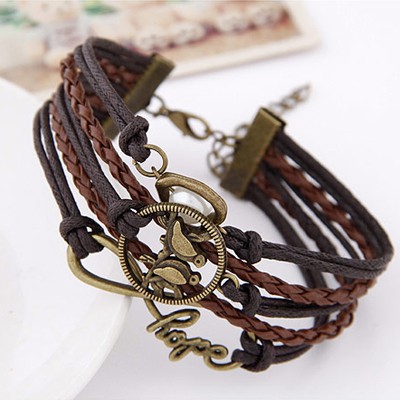 LRC Gelang Tangan 2013 Brown Bird Shape Decorated Multilayer Design