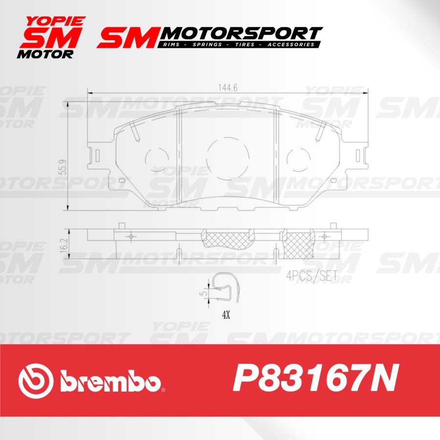 BREMBO Brake Pad Kampas Rem Toyota Innova Reborn 2015 - On P83167N