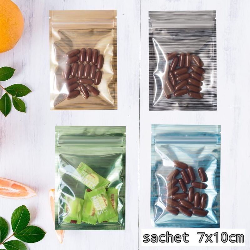 50pcs ZIPLOCK SACHET BAG ALUMINIUM 7x10cm ZIPPER GLOSSY WARNA ZP04