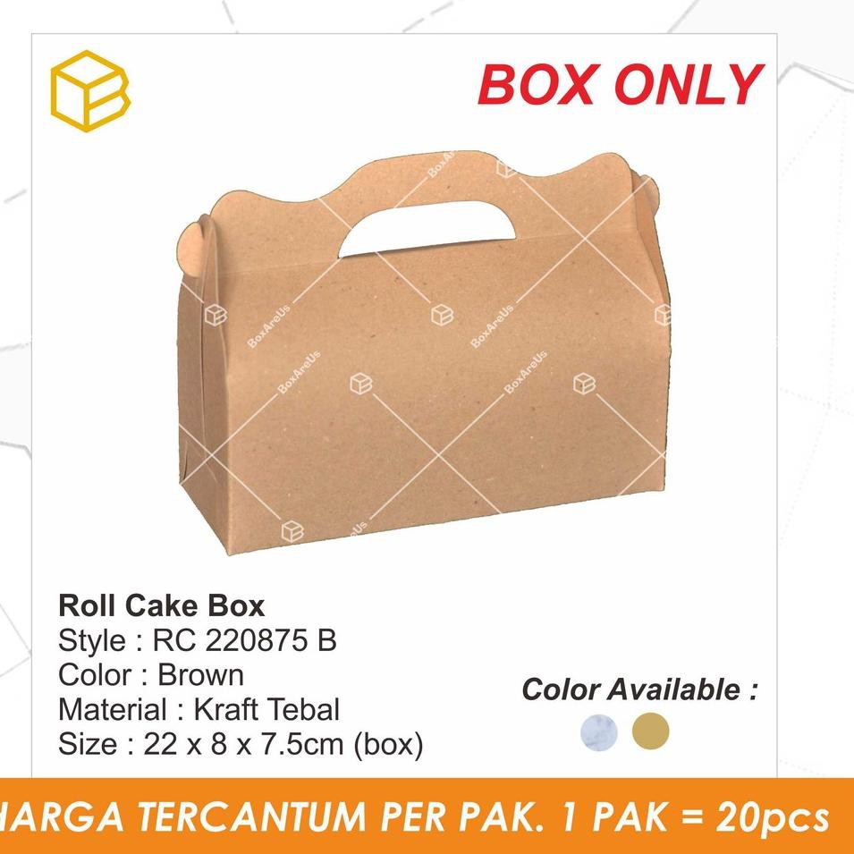

Rollcake box, Brownies box, packaging, dus, kotak - RC220875 Brown (20pcs) (KODE Z939)