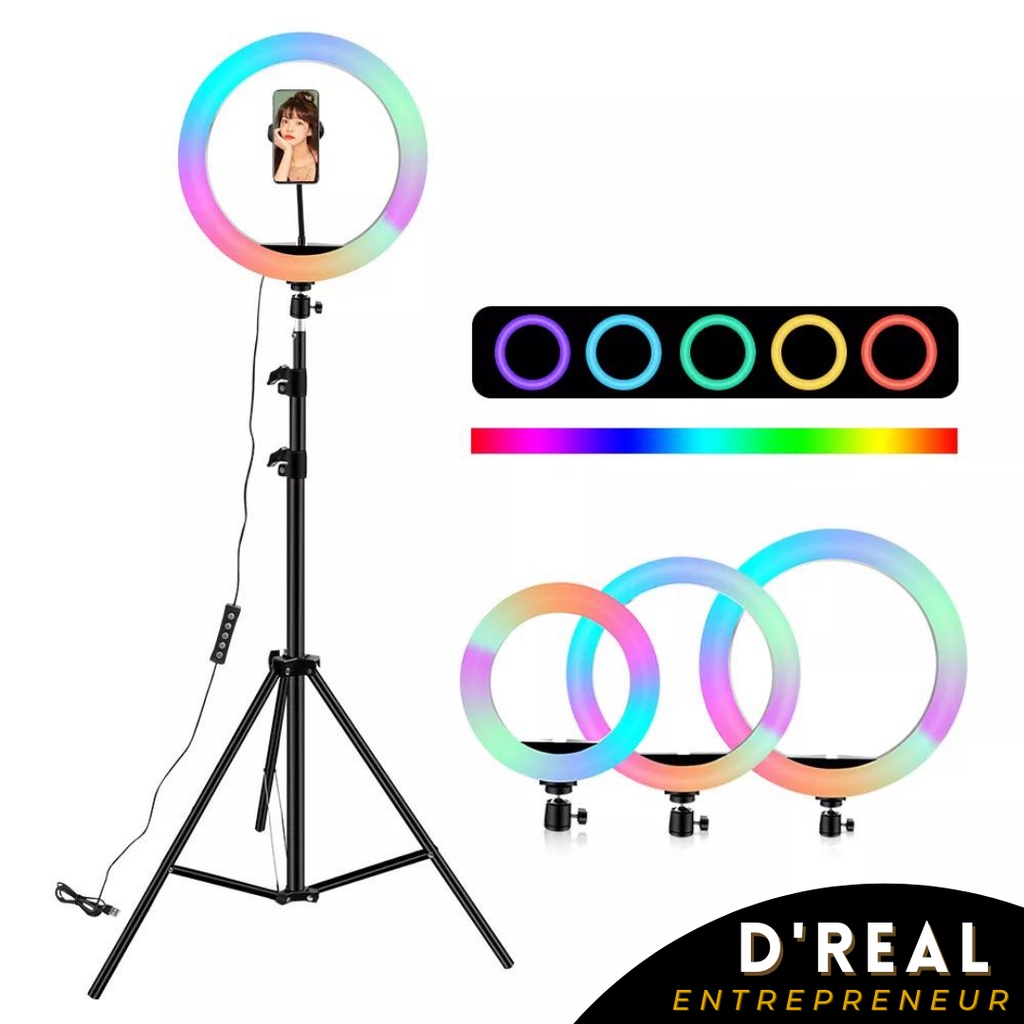 RGB MJ26 + Tripod Panjang 2.1meter + Holder Hp Paket Komplit Untuk Tiktok Video Ring Light