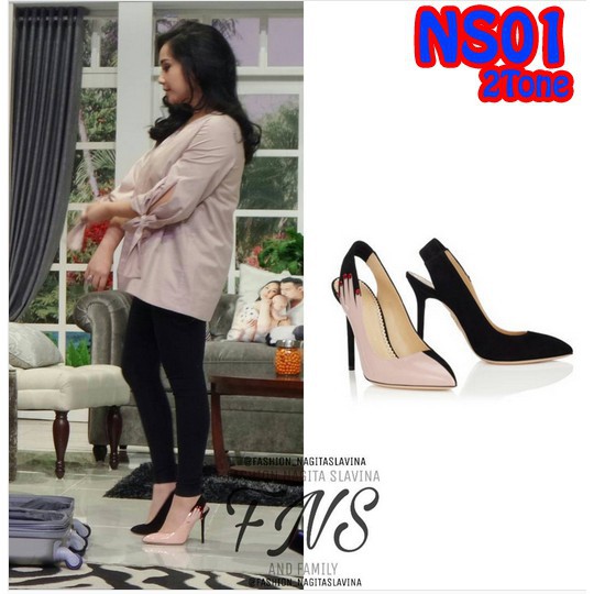 Sepatu High Heels 9cm Replika Nagita Slavina Fashion 2 Tone,