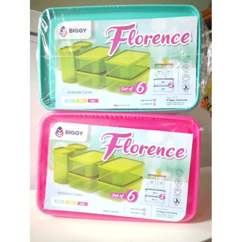 Biggy florence set 6pc home set box storage toples sealware toples plastik penyimpanan makanan