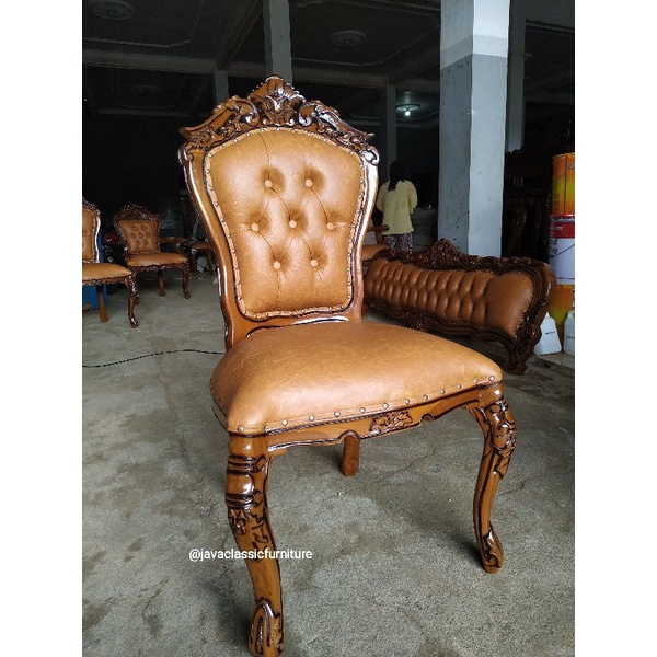 KURSI MAKAN GANESA UKIR JOK TERAS SANTAI BAHAN KAYU JATI FINISHING NATURAL FURNITURE JEPARA-3