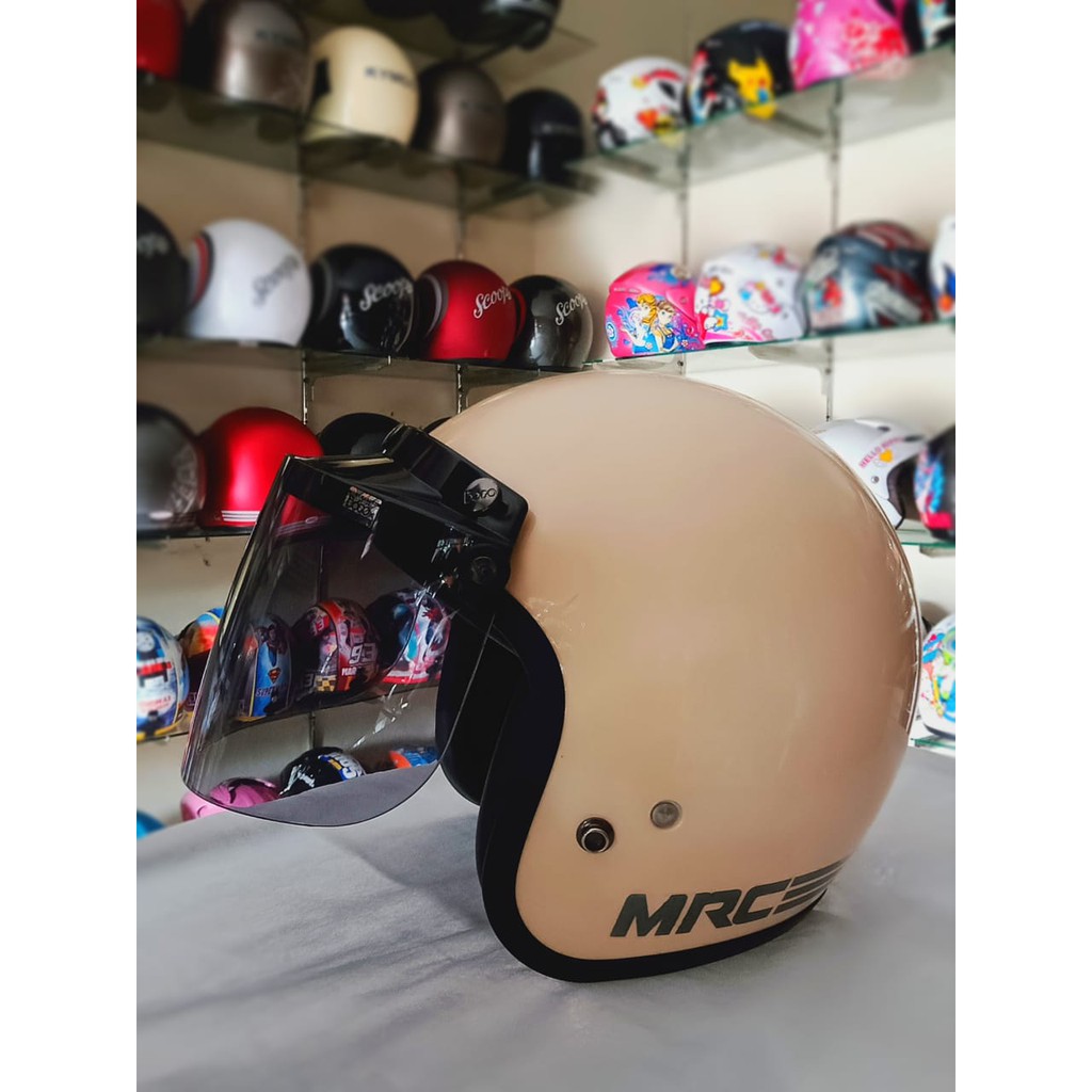 HELM FINO MRC (KACA BOGO ORIGINAL) warna CREAM GLOSSY