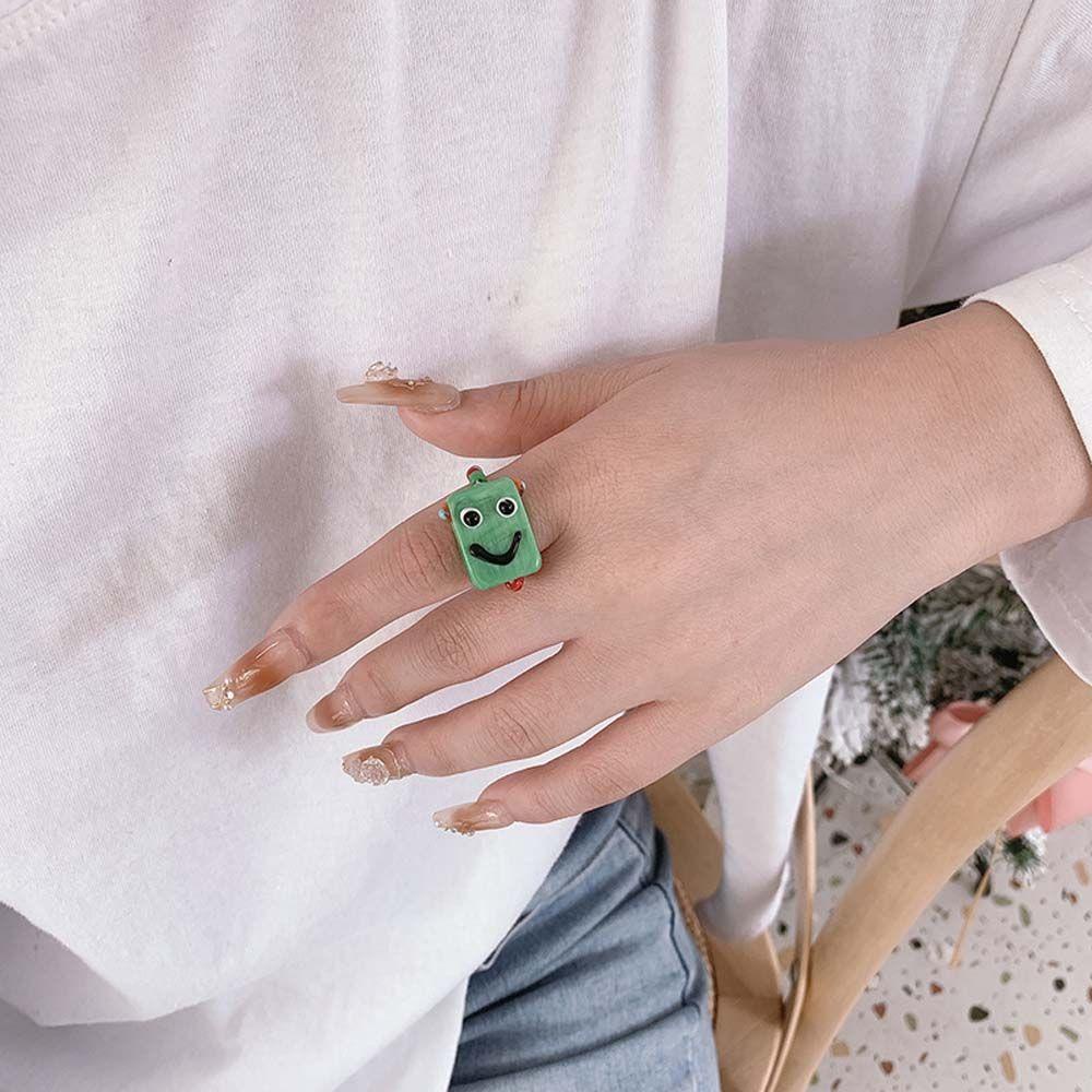 Mxbeauty Cincin Elastis Kreatif Manis Untuk Gadis Hadiah Hari Valentine Manik-Manik Geometris Knuckle Ring