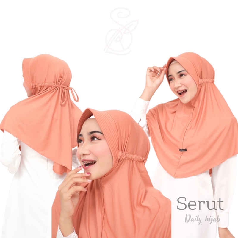 TERLARIS Bergo serut / serut jokowi / hijab sekolah / jilbab instan serut