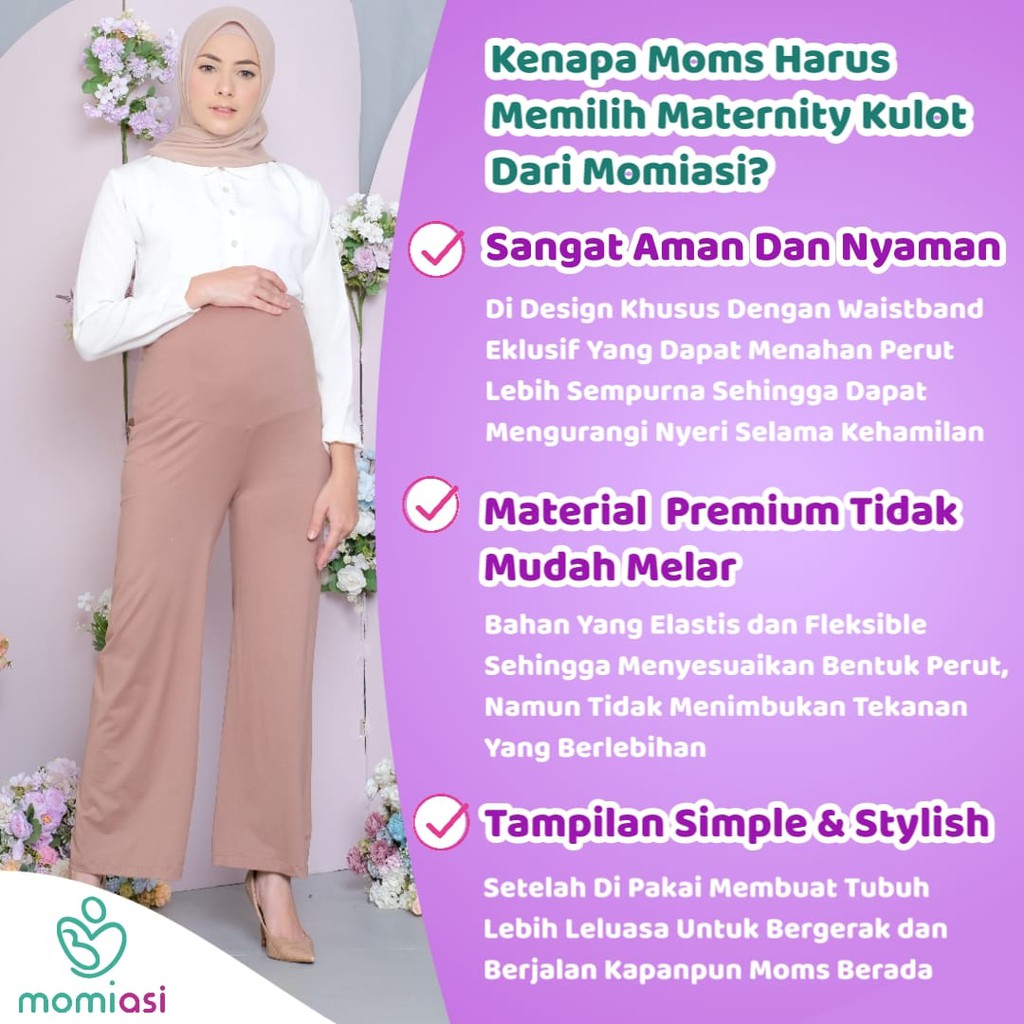 Momiasi - Celana Ibu Hamil Kulot Panjang Jumbo Wanita Bumil Maternity Kulot Premium