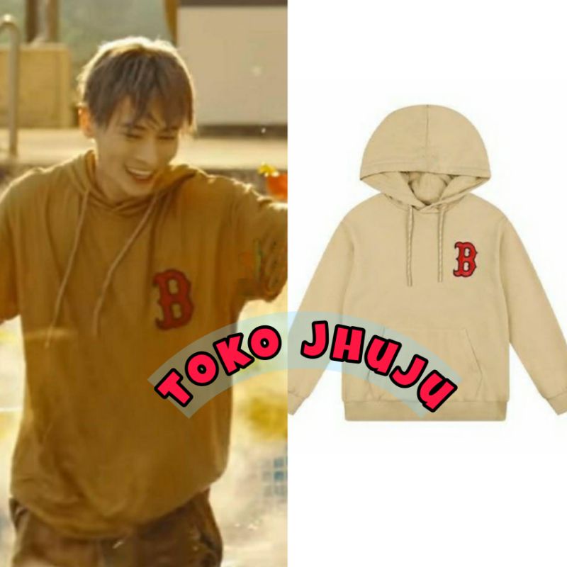 Hoodie Jumper TXT Taehyun Style B logo sablon Merah