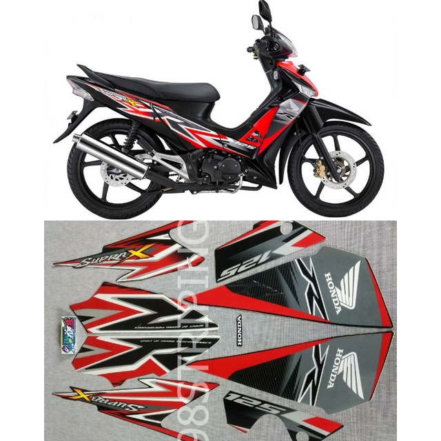 STIKER STRIPING LIS STANDAR ORI HONDA SUPRA X 125R 125 R MERAH TAHUN 2012